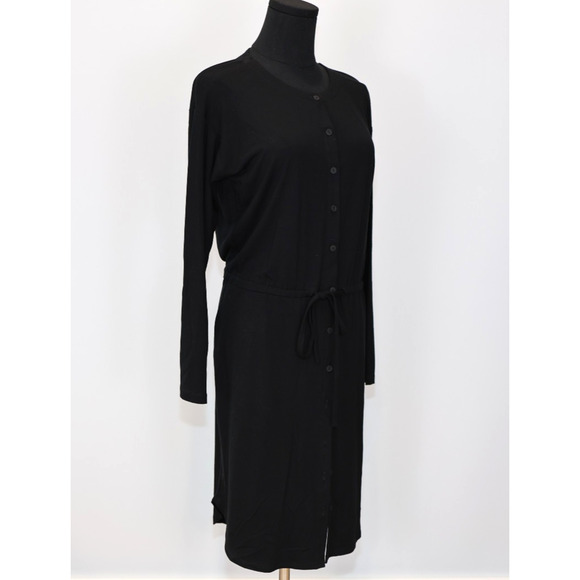 A6 Auth EILEEN FISHER Viscose Jersey Drawstring Waist Button Dress Size PM $208 - Picture 4 of 7